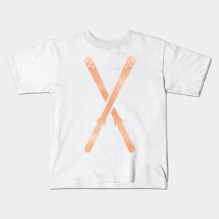 Snow Skis Orange Kids T-Shirt